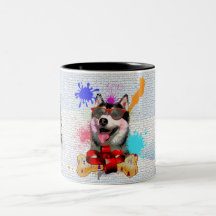 Siberiano Engraçado e Fofo do Cão Husky Natal