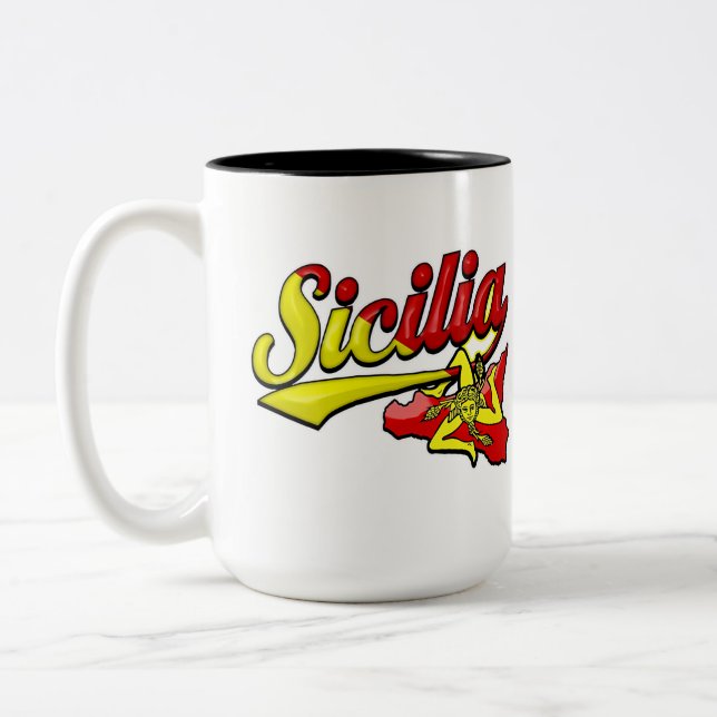 Caneca De Café Em Dois Tons Sicilia Trinacria (Esquerda)