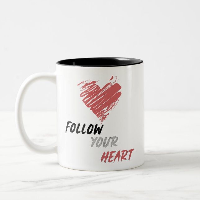 Caneca De Café Em Dois Tons Siga seu coração (Esquerda)