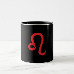 Caneca De Café Em Dois Tons Signo Zodíaco LEO Vermelho Aniversário Julho Agost