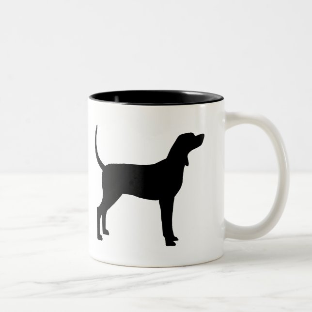 Caneca De Café Em Dois Tons Silhouette de Coonhound (preto) (Direita)