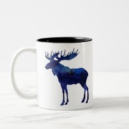 Caneca De Café Em Dois Tons Silhouette de Moose Azul