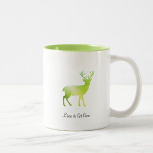 Caneca De Café Em Dois Tons Silhouette e Calliografia de Reindeer Verde