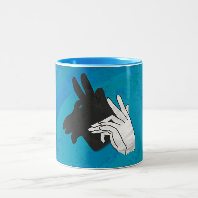 Caneca De Café Em Dois Tons Silhouette Mão Billy Goat Blue (Centro)