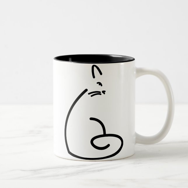 Caneca De Café Em Dois Tons Silhueta artística do gato (Direita)