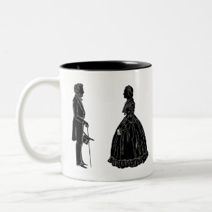 Caneca De Café Em Dois Tons silhueta de abraham lincoln mary todd lincoln