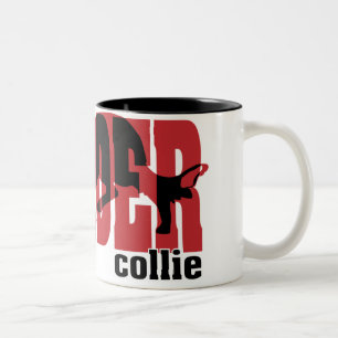 Caneca De Café Em Dois Tons Silhueta de border collie