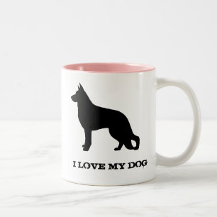 Caneca De Café Em Dois Tons Silhueta de Cachorro german shepherd Personalizada