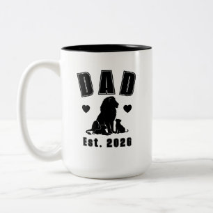 Caneca De Café Em Dois Tons Silhueta de Filhote de Leão Novo Pai Ano de Estabe