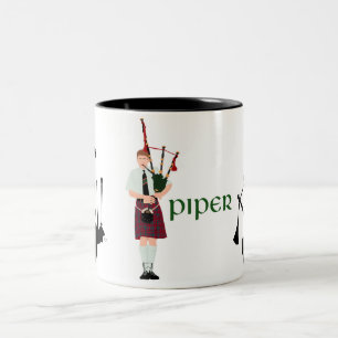 Caneca De Café Em Dois Tons Silhueta de Gaita de Foles