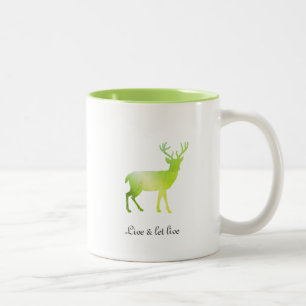 Caneca De Café Em Dois Tons Silhueta de Rena Verde e Caligrafia