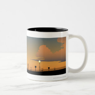 Caneca De Café Em Dois Tons Silhueta de um avião em vôo
