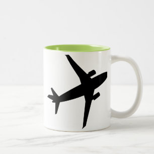 Caneca De Café Em Dois Tons Silhueta do avião; Legal
