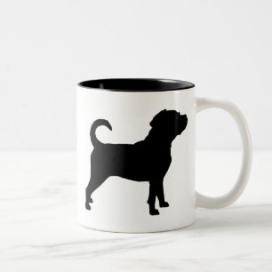 Caneca De Café Em Dois Tons Silhueta do cão de Puggle