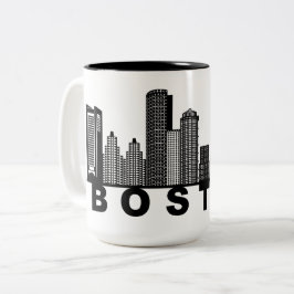 Caneca De Café Em Dois Tons Silhueta do Horizonte de Boston