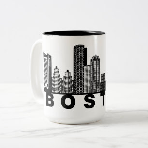 Caneca De Café Em Dois Tons Silhueta do Horizonte de Boston