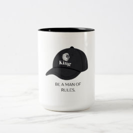 Caneca De Café Em Dois Tons Silhueta do Rei Cap Ser um Homem de Regras Motivac