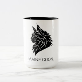 Caneca De Café Em Dois Tons Silhueta Geométrica de Maine Coon em Tela Minimali