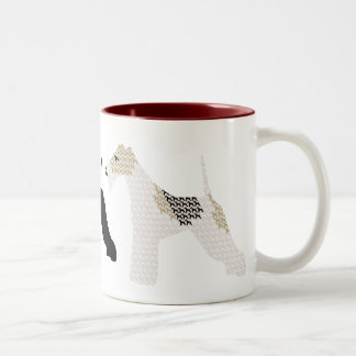Caneca De Café Em Dois Tons Silhuetas/sombras dos terrier de Fox do fio