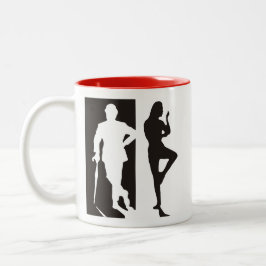 Caneca De Café Em Dois Tons Silhute preto e branco dos Avengers britânicos