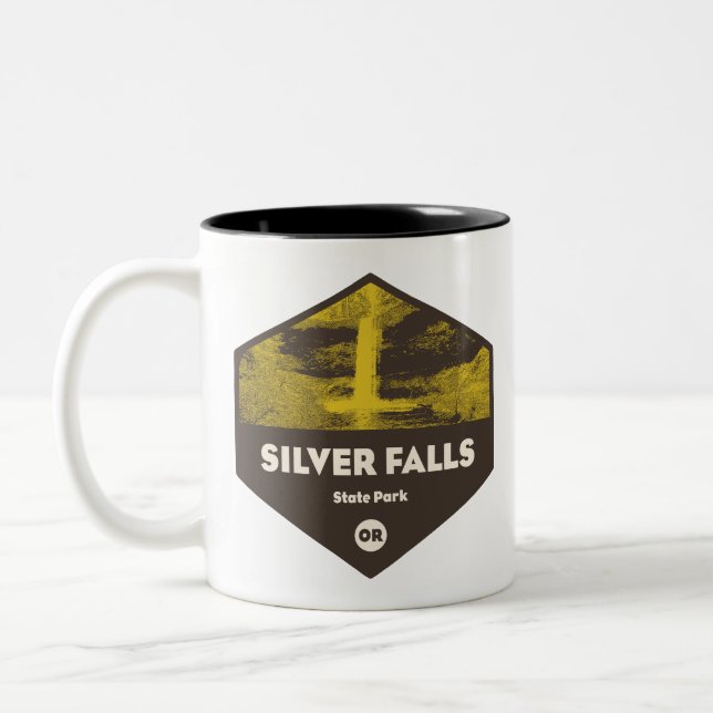 Caneca De Café Em Dois Tons Silver Falls State Park Oregon (Esquerda)