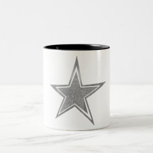 Caneca De Café Em Dois Tons Silver Faux Glitter Star