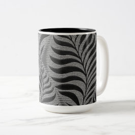 Caneca De Café Em Dois Tons Silver Leaf Motif