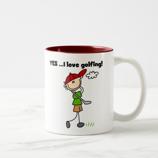 Caneca De Café Em Dois Tons SIM Eu Amo Jogar Golfe (Direita)