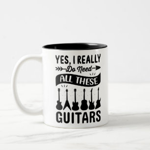 Caneca De Café Em Dois Tons Sim, eu realmente preciso de todas essas guitarras