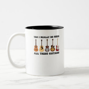 Caneca De Café Em Dois Tons Sim, Eu Realmente Preciso Dessas Guitarras