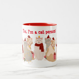 Caneca De Café Em Dois Tons Sim, sou uma pessoa de gato - Design de Natal