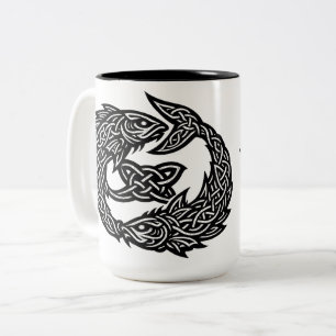 Caneca De Café Em Dois Tons Símbolo Celta de Correntes Gêmeas de Peixes   Burn