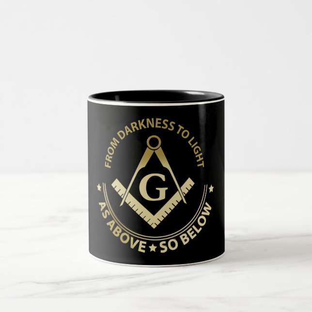 Caneca De Café Em Dois Tons símbolo da maçonaria (Centro)