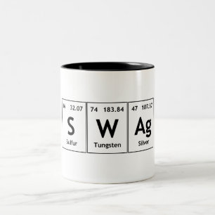 Caneca De Café Em Dois Tons Símbolo da química da palavra do elemento de mes