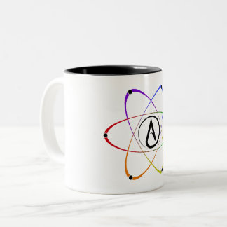 Caneca De Café Em Dois Tons Símbolo de Átomo Ateu Arco-íris Preto