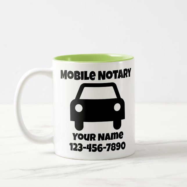Caneca De Café Em Dois Tons Símbolo de Carro Público Notário Móvel Personaliza (Esquerda)