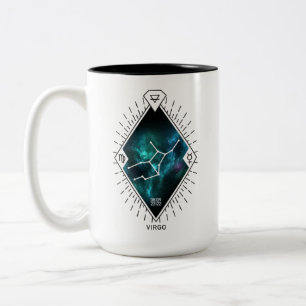 Caneca De Café Em Dois Tons Símbolo de Constelação de Virgem e Zodiac