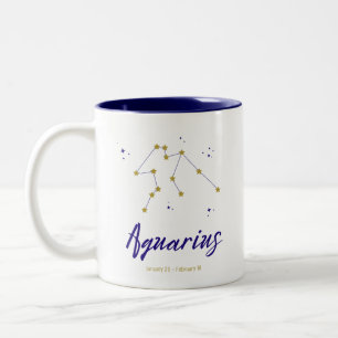 Caneca De Café Em Dois Tons Símbolo de Horóscopo da Constelação Zodiac Aquariu
