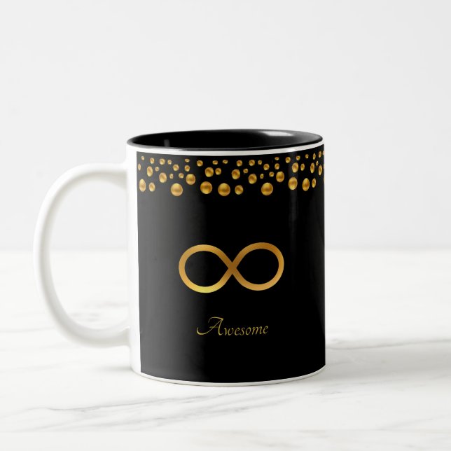 Caneca De Café Em Dois Tons Símbolo de Infinidade do Ouro Elegante e Confetti  (Esquerda)