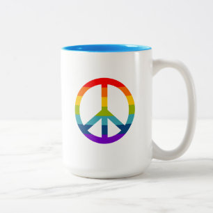 Caneca De Café Em Dois Tons Símbolo de Paz do Arco-Íris