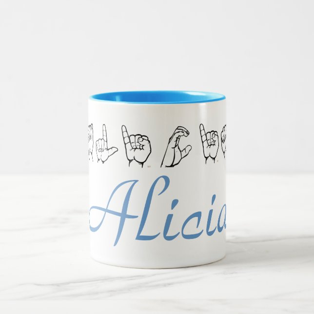 Caneca De Café Em Dois Tons Símbolo de Sinal Americano ASL - Feitiçaria Alicia (Centro)