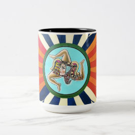 Caneca De Café Em Dois Tons Símbolo de Trinacria do la de Sicilia de Sicília