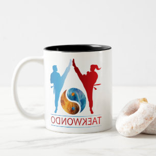 Caneca De Café Em Dois Tons Símbolo De Ying E Yang Taekwondo Mug