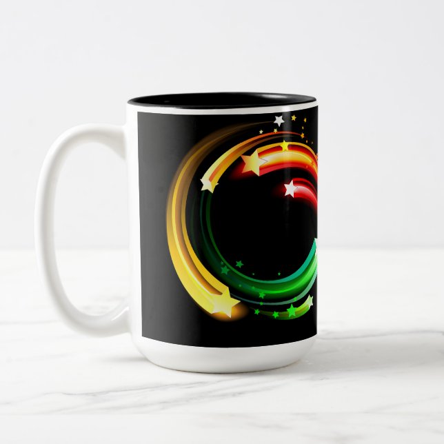 Caneca De Café Em Dois Tons Símbolo do infinito de cometas arco-íris (Esquerda)