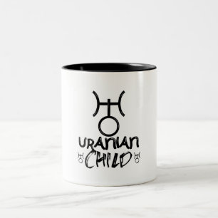 Caneca De Café Em Dois Tons Símbolo Infantil Urânio Astrologia Zodíaco Planeta