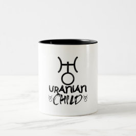 Caneca De Café Em Dois Tons Símbolo Infantil Urano Astrologia Zodíaco Signo do