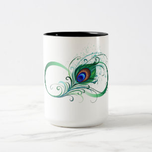 Caneca De Café Em Dois Tons Símbolo Infinito com Pavão