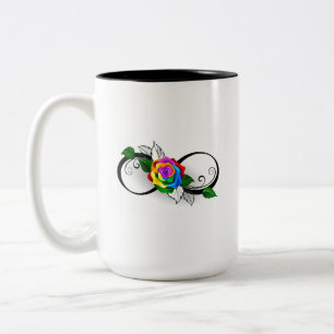 Caneca De Café Em Dois Tons Símbolo infinito com Rosa do arco-íris