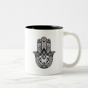 Caneca De Café Em Dois Tons Símbolo inspirado de Hamsa