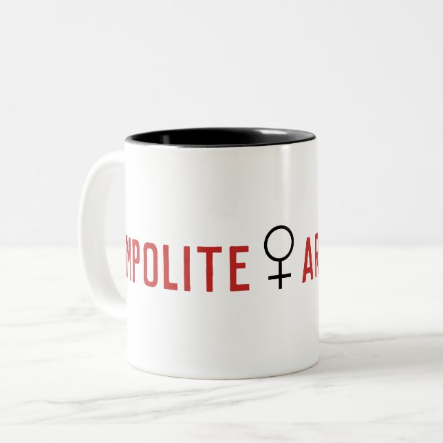 Caneca De Café Em Dois Tons Símbolo Mulher Arrogante Impolita (Frente Esquerda)